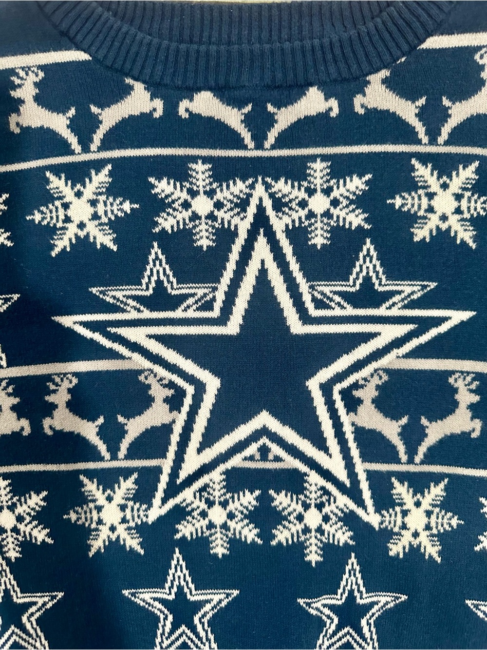 NFL Navy & White Dallas Cowboys Fair Isle Crew Cropped Sweater - Women - Picture 3 of 7